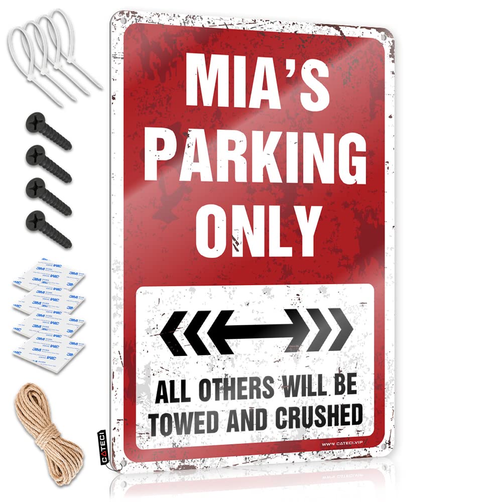 Krazmurongd One Color Bbq Signs Outdoor Mia's Parking Only Tin Sign Tin Signs For Man Cave Bar Posters(20X30cm)