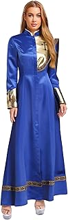 Womens Choir Worship Priest Long Robe Church Clergy Cassock One Shoulder Drape Zipper Robe