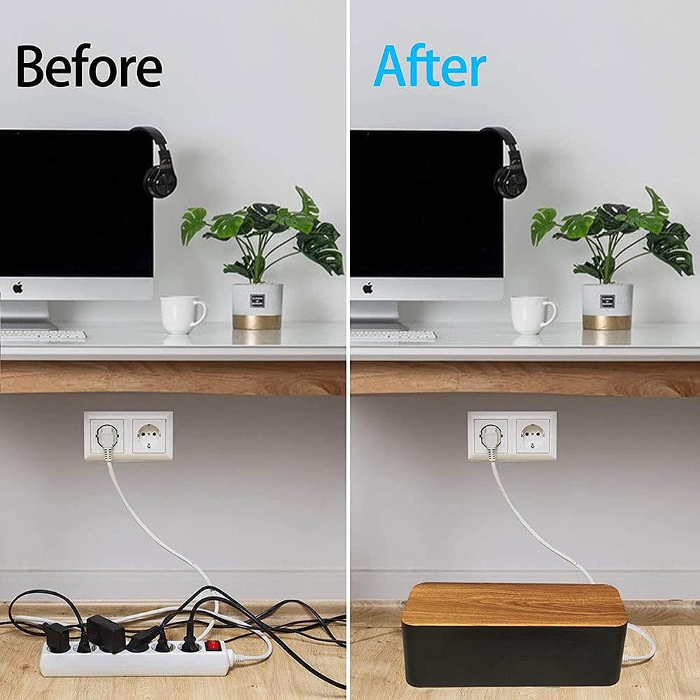 Wood Lid Cable Management Box Material Cord Organizer Box for Hide Wires and Power Strips and Electrical Cords from Tvs and Computers (Size : 40.5x15.7x13.6cm) (23.5x11.5x12.2cm)