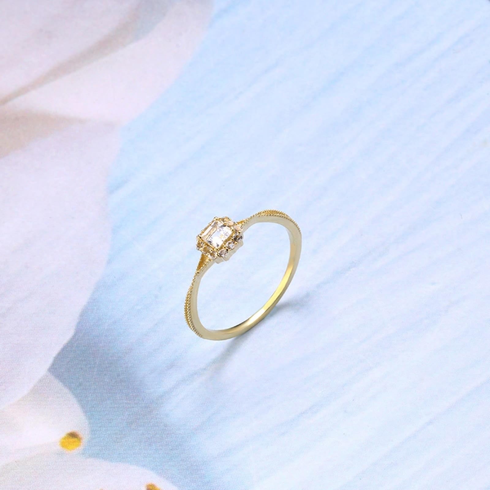 Anillos de la amistad de oro de 9 K/14 K/18 K, diseño cuadrado de filigrana de moissanita
