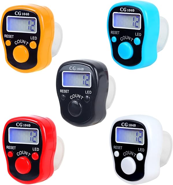 CG Tally Finger Counters - 5 Digital Finger Counter with LED Light Electronic Digital Hand Tally Counter for Muslim Prayer,Golf Scoring