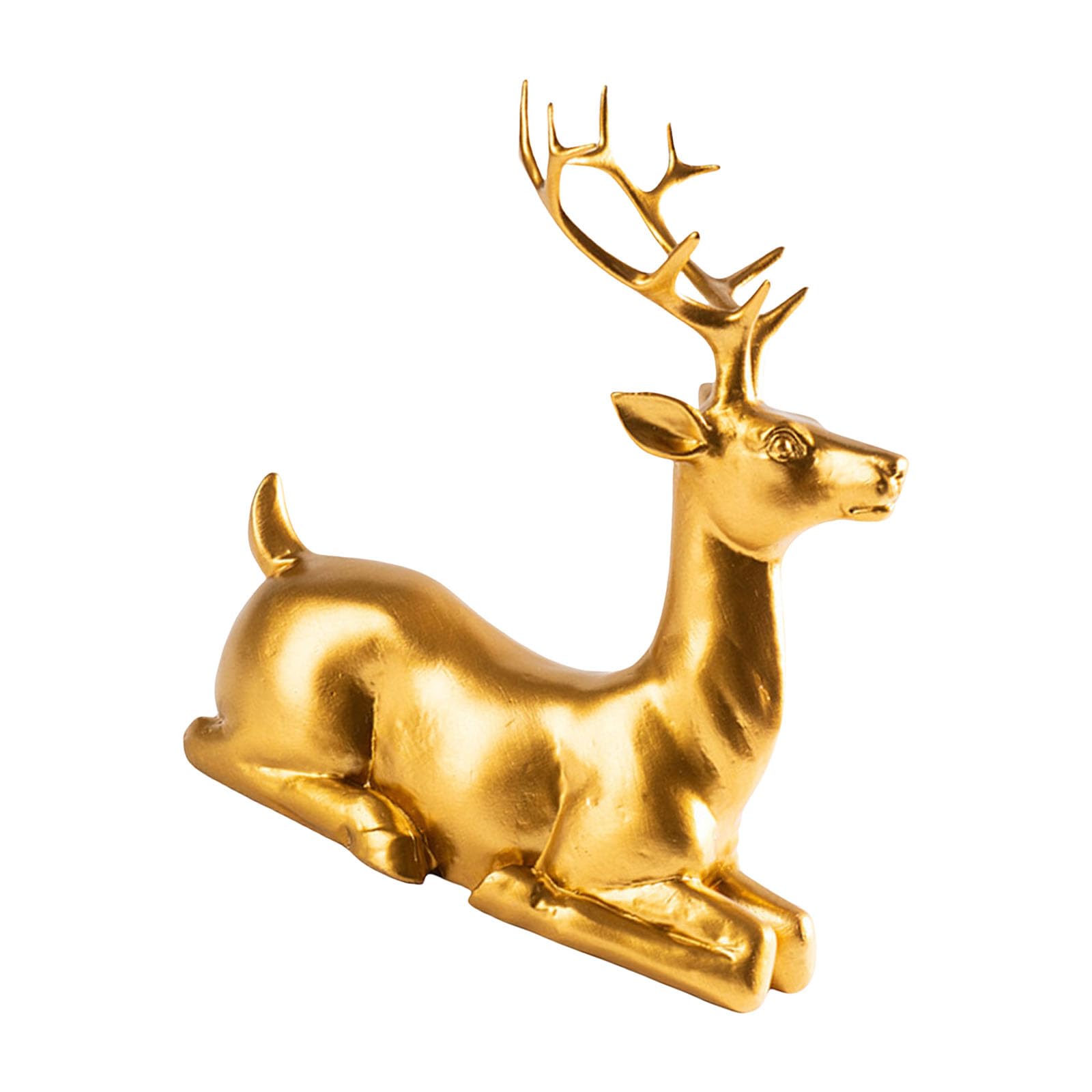 Christmas Golden Reindeer Figurine Resins Deer Sculpture Ornament for Indoor Home Tabletop Bookshelves Decors Housewarmings Gift