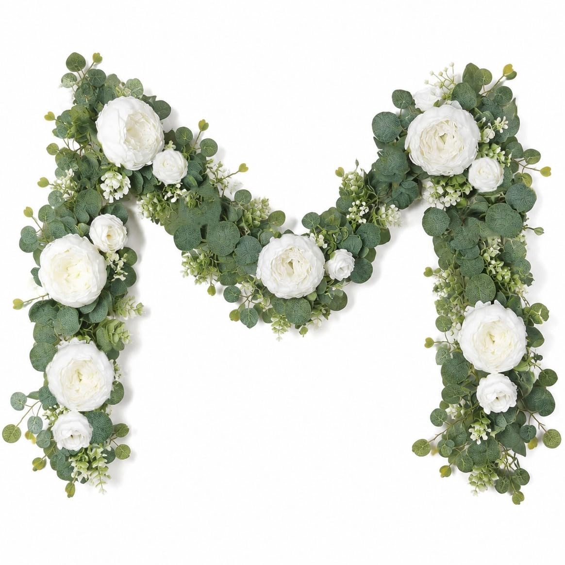 Photo 1 of HoYuanFlo Artificial Peony Garland - 6FT White Silk Flower Vine
