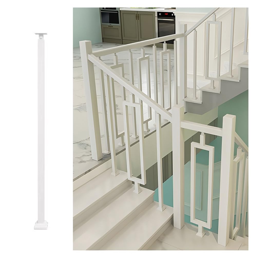 Balustre d'escalier intérieur blanc en fer forgé industriel de 85 cm avec support réglable