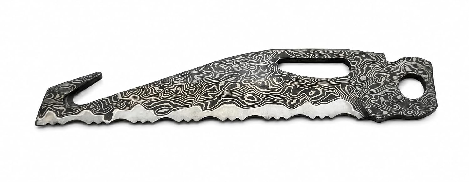 Damascus Steel Saw Blade Replacement Compatible with Leatherman Multitools, EDC Tool Modification for Outdoor Camping