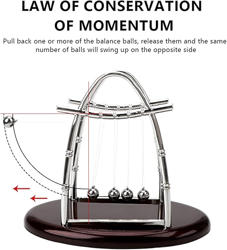 Miniatura 5 de FIYO Newton's Cradle - Pelota de equilibrio de Newton, bolas de equilibrio estilo U, mini bolas de acero pequeñas, adornos de péndulo de ciencia de