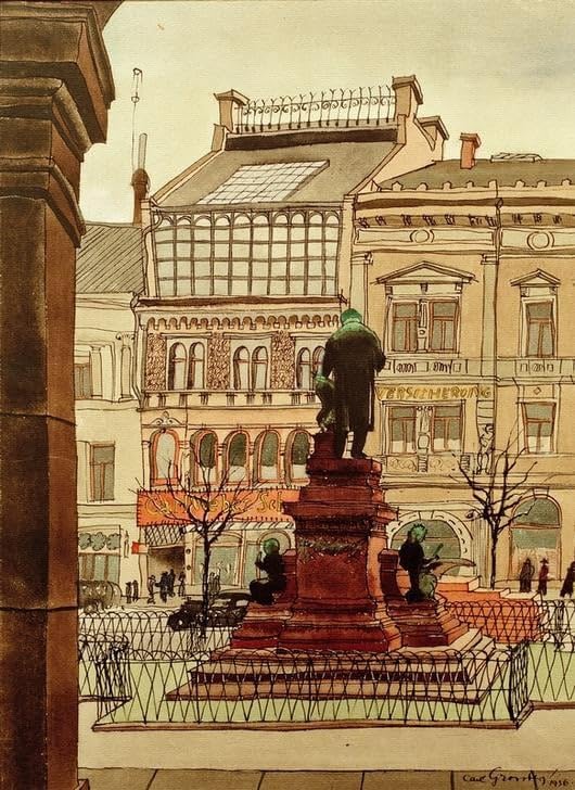 Toile murale Hanovre Marschnerdenkmal par Carl Grossberg 60x90cm