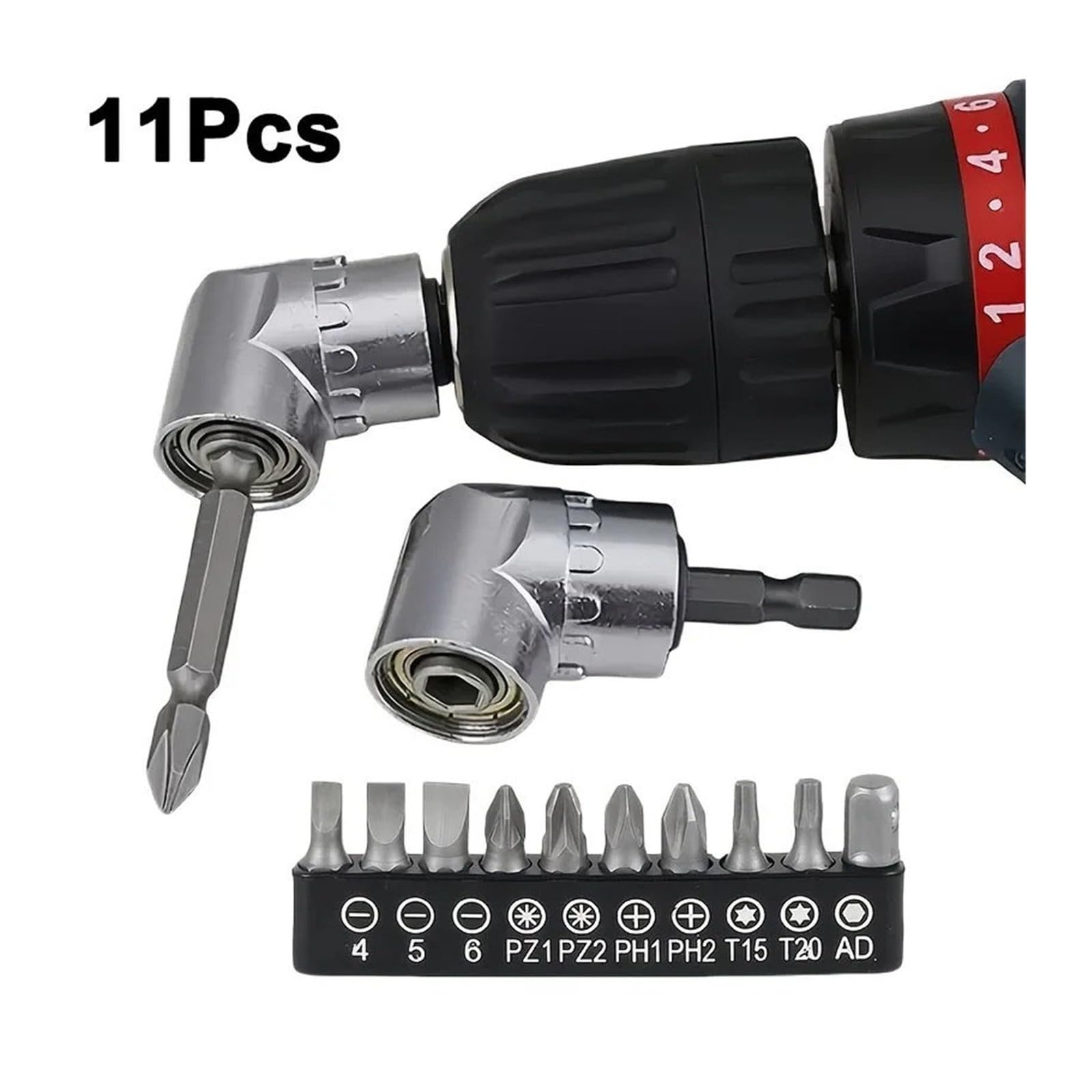 90 Degree Right Angle Drill Adapter Corner Screwdriver Bit Set 1/4 Hexagonal