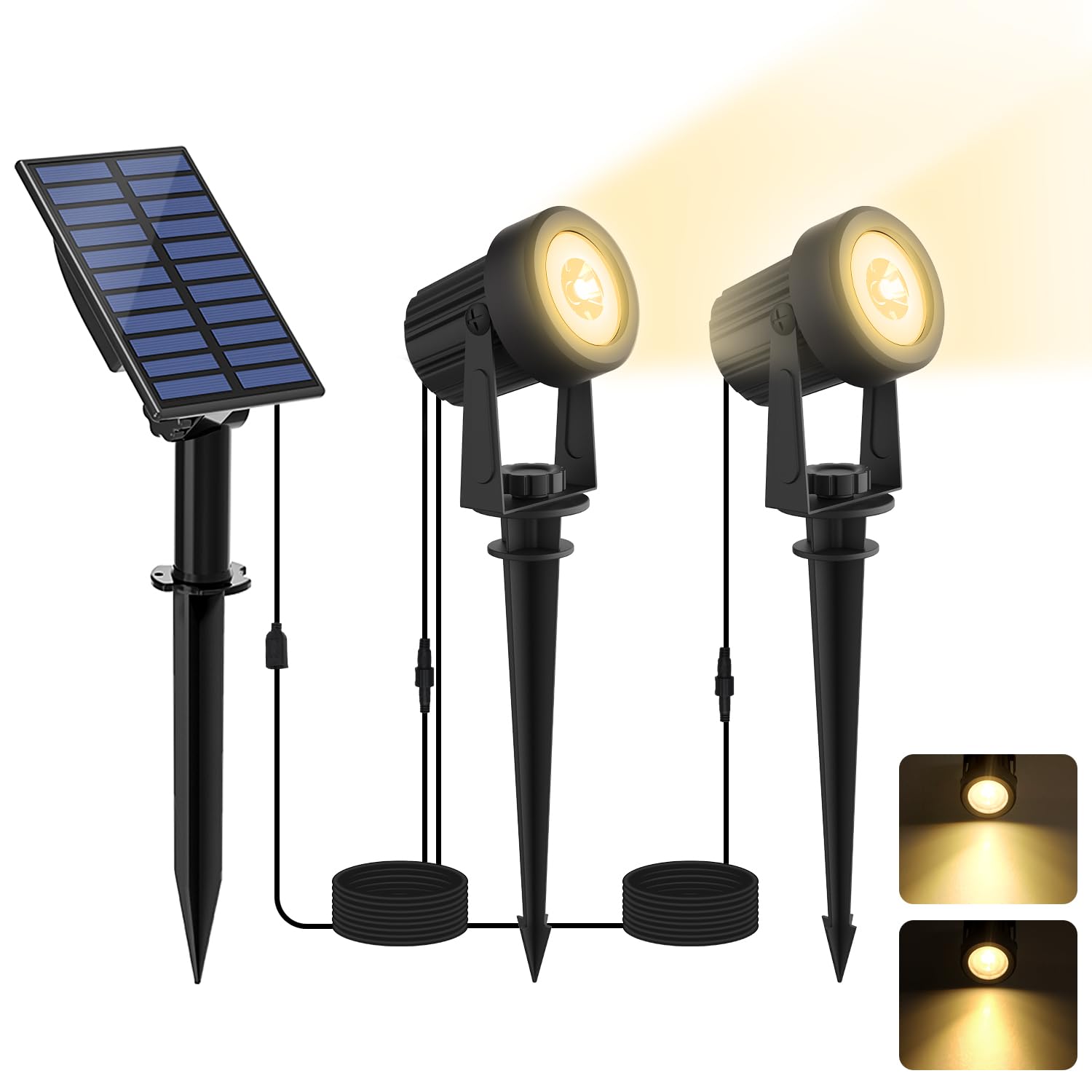 Solarstrahler Solar Außenleuchten 3000K Warmweiß Landschaftslichter Solarstrahler Außenstrahler IP65 Wasserdicht Dekorative Beleuchtung für Garten Hof Rasen Weg