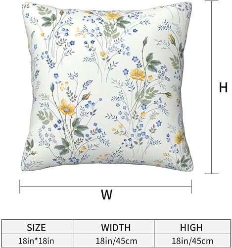 Miniatura 4 de Wsunsal Juego de 2 fundas de almohada florales de primavera de 18 x 18 pulgadas fundas de almohada decorativas de flores amarillas y azules funda de