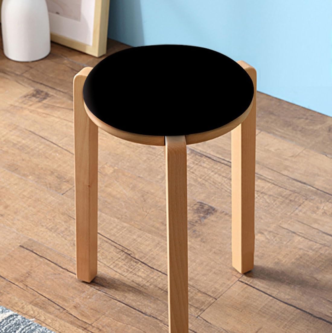 Coussin de tabouret rond lot de 4 en mousse à mémoire de forme Noir 33 cm