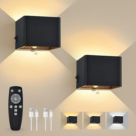 GeyouLux Indoor battery wall lamp with motion sensor – 6000 mAh