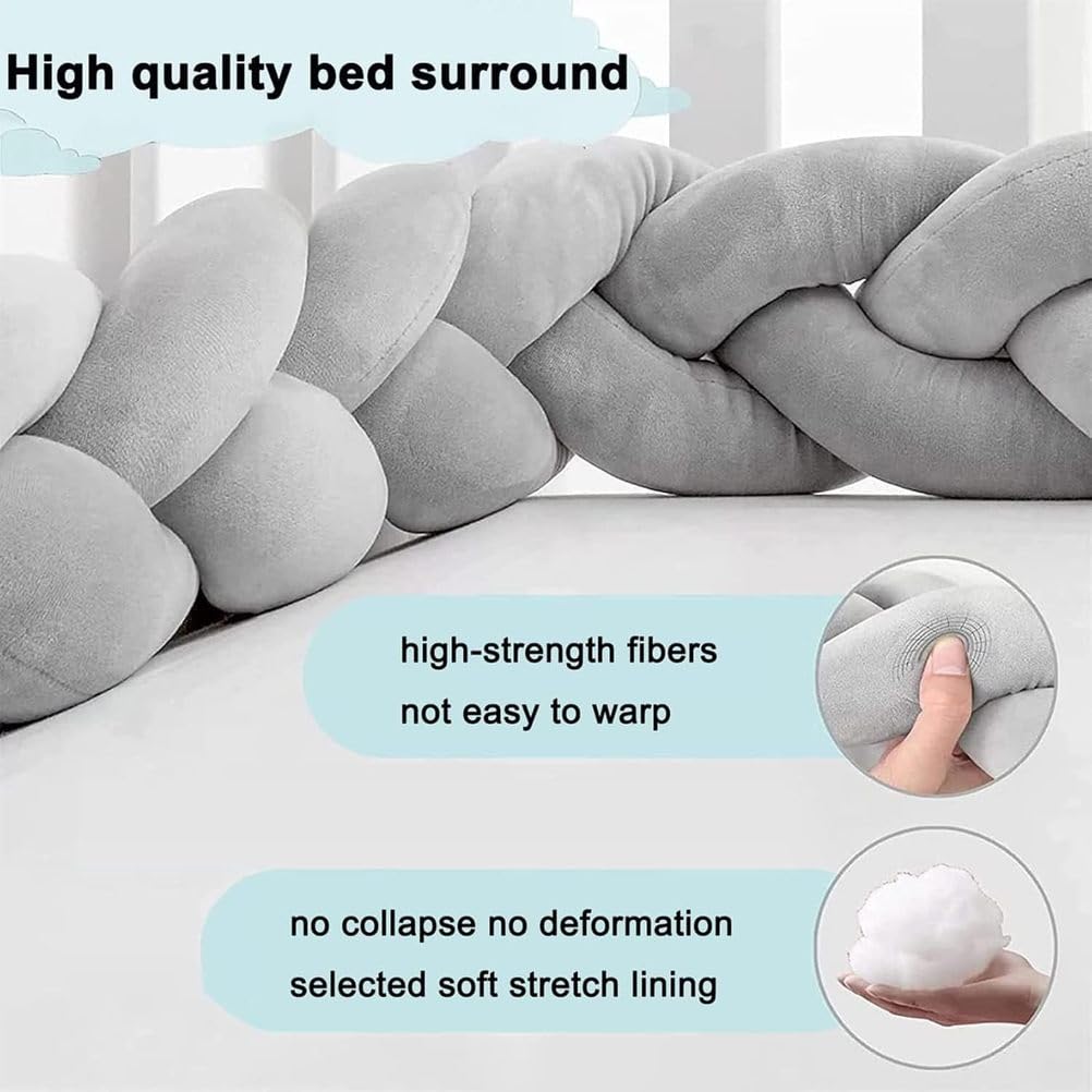 Cuscino Annodato A Serpente Intrecciato 2,5 M – Bianco/rosa/rosa Scuro, Paracolpi Per Letto, Morbido E Lavabile A 30°