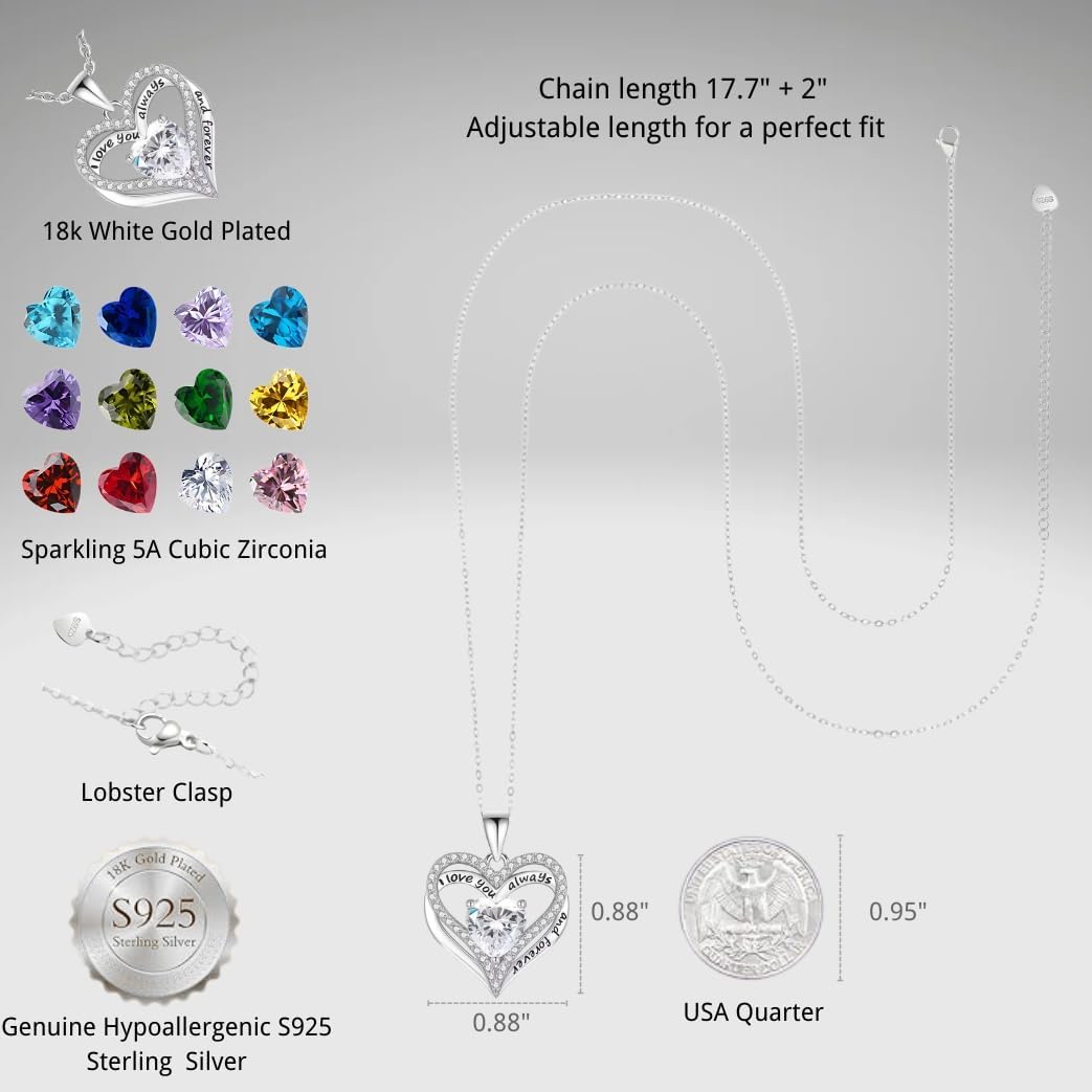 christmas gifts for her heart birthstone necklace layered heart pendant