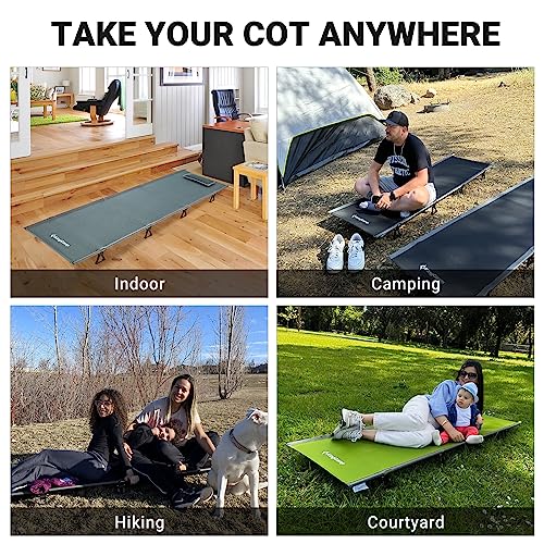 Kingcamp Camping Cot, Folding Portable Heavy Duty Ultralight Cots For Adults Camping Tent Hiking Backpacking Mountaineering Travel Indoor Outdoor Indoor Base Camp With Pillow, Support 265 Lbs. #TOP7
