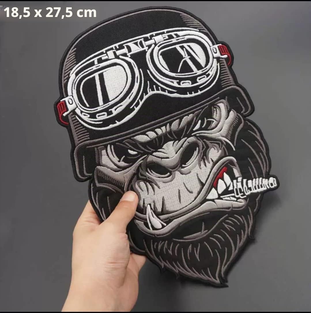 Set Kit 3 TOPPE RICAMATE TERMOADESIVE - BIG PATCH - Toppe, Patch Biker, Grande set per Gilet da Moto, Iron-On per Decorare Abbigliamento da Moto, Giubbotto Fai da Te