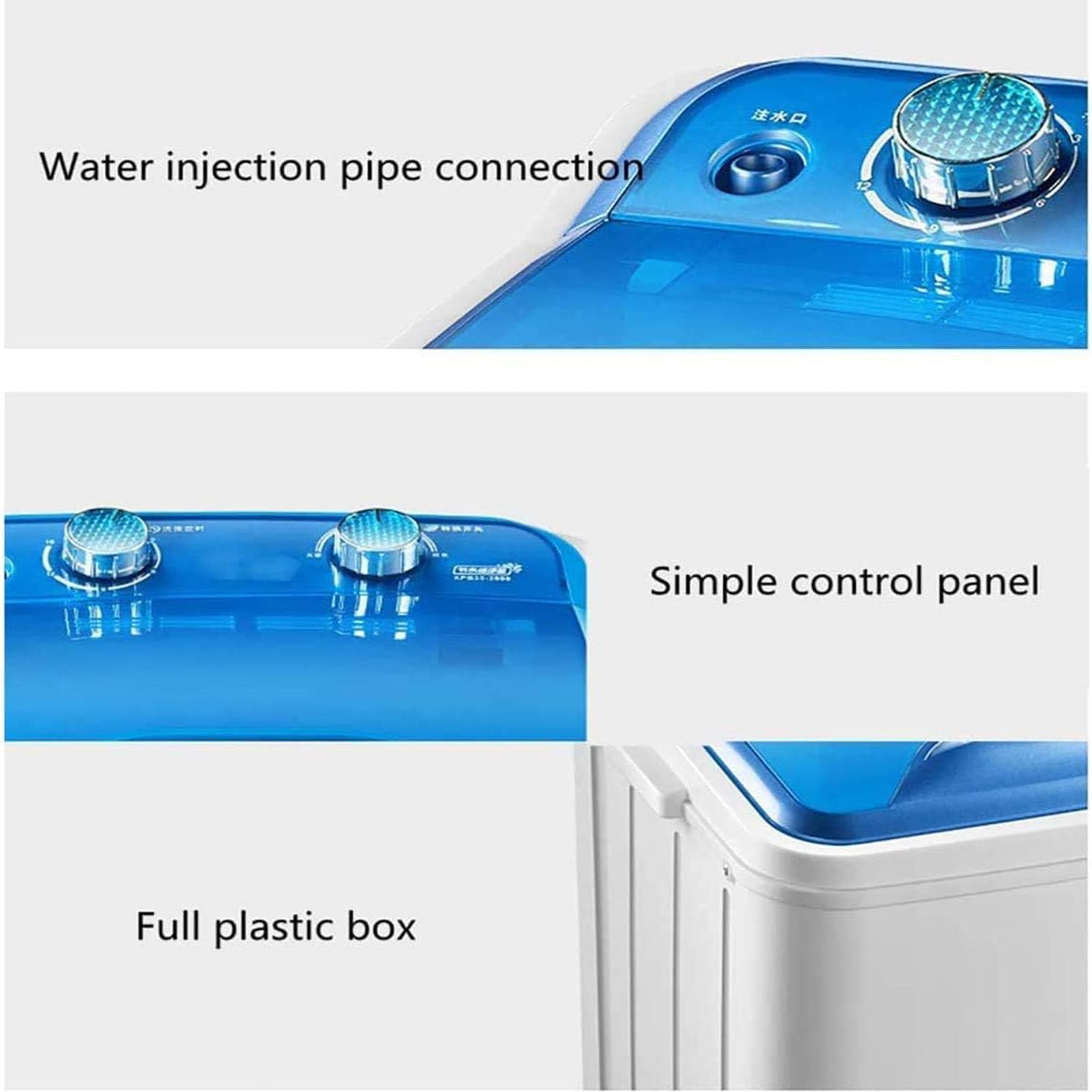 Lavadora Carga Superior Lavadora portátil Hogar Solo Barril Lavadora de Ropa Compacta Pequeña 7KG Capacidad Lavado/Deshidratación Programada con Un Solo Clic Limpieza Profunda (Blue)