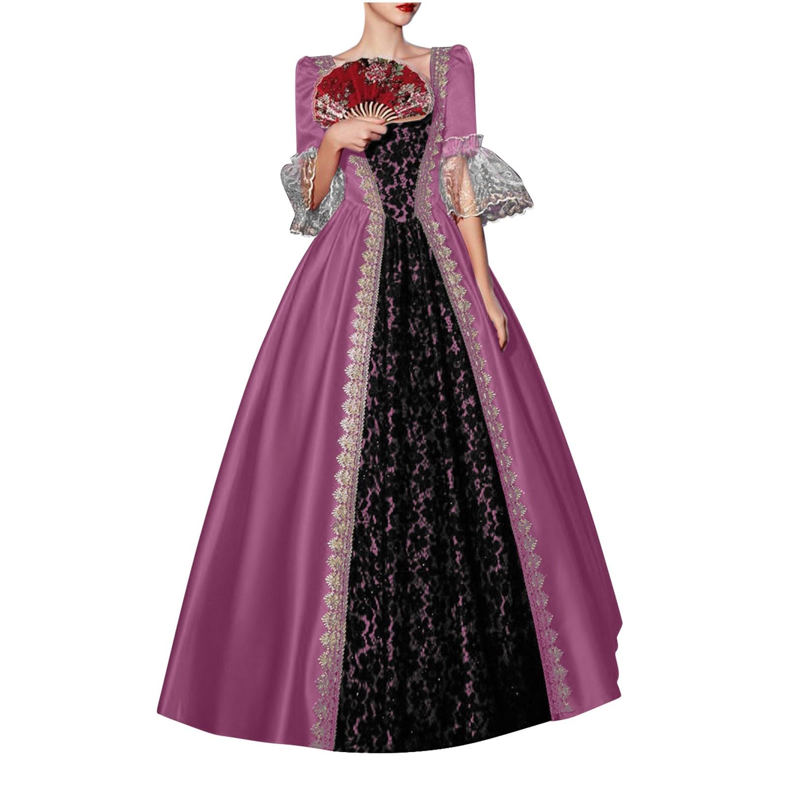 Robe à Manches pour Femmes, Robe rétro Gothique, Robe Demi-Court pour Femmes