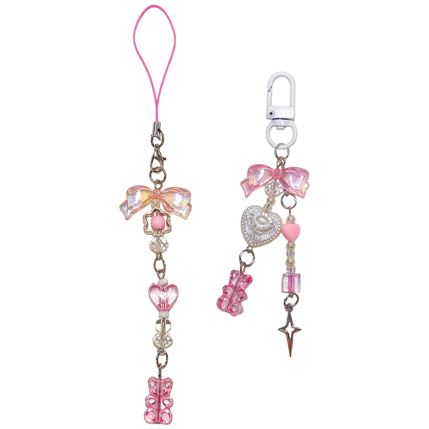 Hinfhi Women's Pink 2 Pieces Of Creative Mobile Phone Chain, Accessories, Packaging Accessories, Sweet And Cute Keychain.