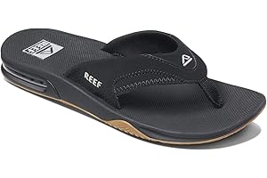 Reef Fanning Flip Flops for Men in Black/Silver (Size 10)