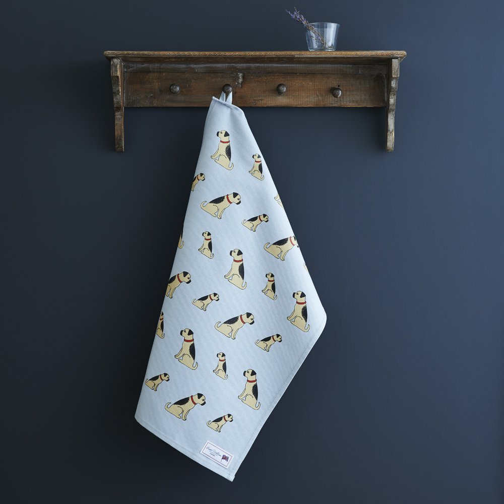 Sweet William Designs Light Blue Sweet William Border Terrier Tea Towel