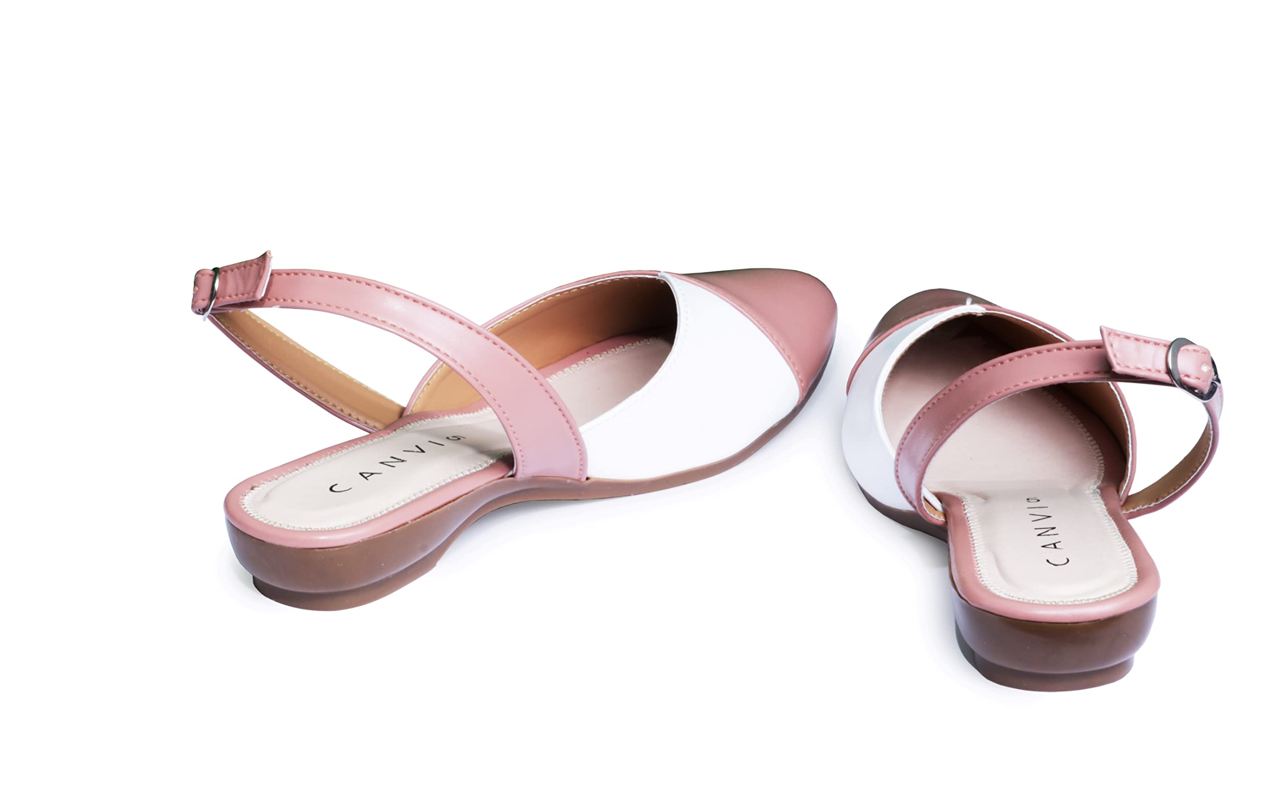 CANVI Stylish | Fancy | Comfortable Women's Ethnic Flats Sandals for Women and Girl, Synthetic Leather Sandals Casual Summer Beach Shoes Sandal (Peach, numeric_8) 1
