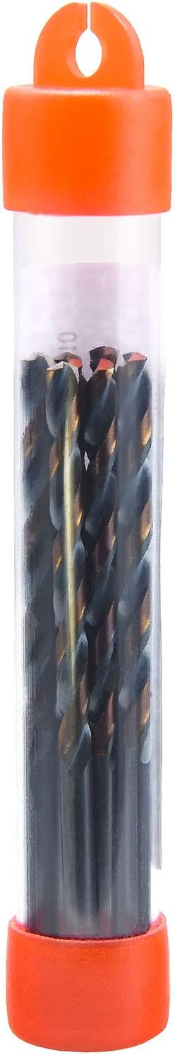 MAXTOOL 3.5mm 10pcs Identical Jobber Length Drills HSS M2 Twist Drill Bits Metric Fully Ground Black & Bronze Straight Shank Drills; JBM02H10R035P10