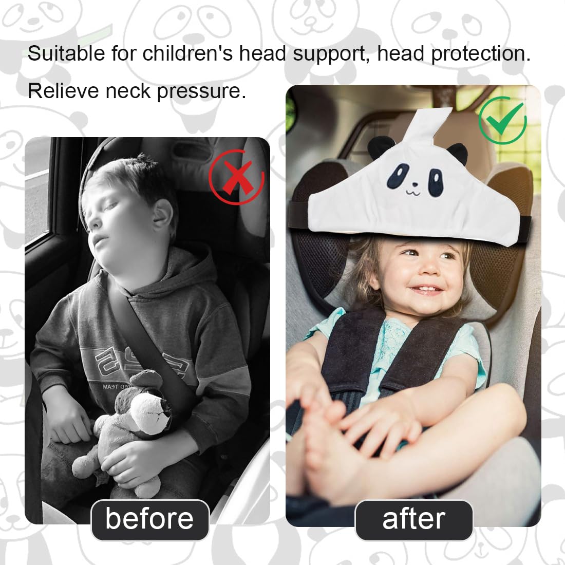 Soporte para la Cabeza del Asiento de Coche para Bebé, Cinturón Fijo para Dormir para Asiento de Coche, Correa para Niños Pequeños y Niños, Ajustable, Reposacabezas Coche Niño