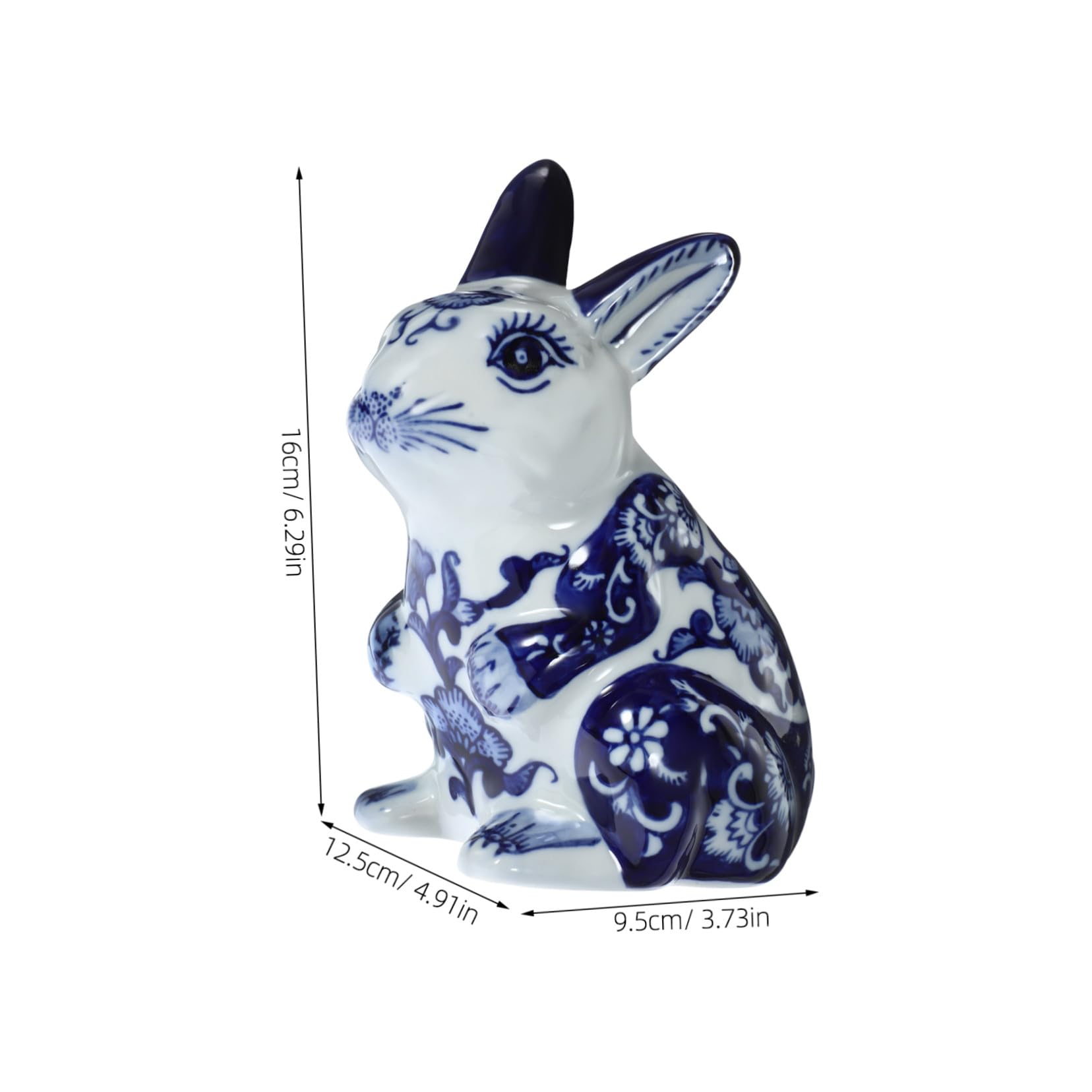 DOITOOL Figurine de Lapin Ornement Élégant en Céramique Bleu Clair Style Chinois, Décoration Adorable pour Bureau ou Salon pour Pendaison de Crémaillère