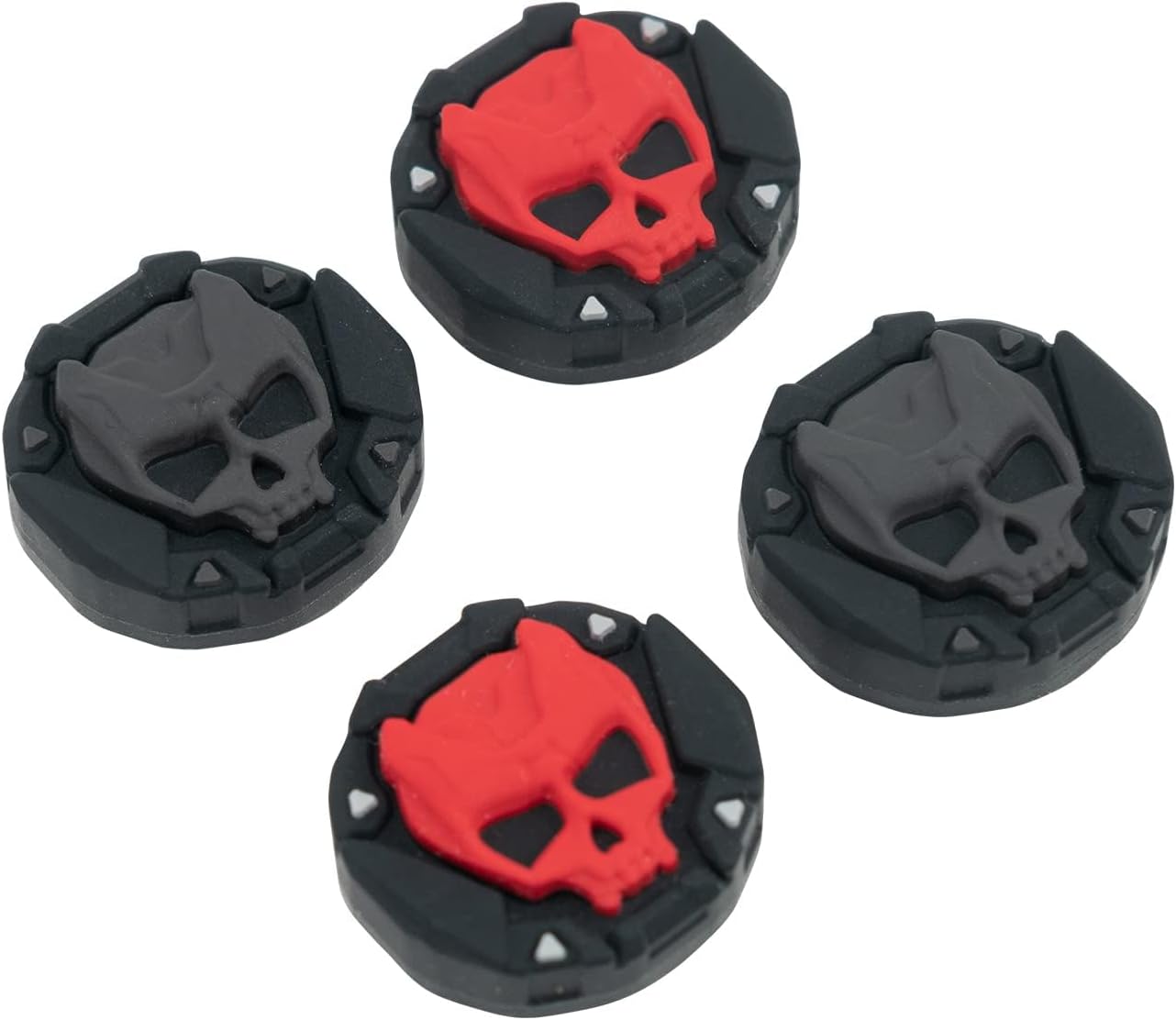 – Skull Thumb Grip Caps for PS5 Controller, Thumbsticks Cover Set Compatible with Switch Pro and PS4 PS5 Controller, 2 Pairs / 4 Pcs (Black & Red)