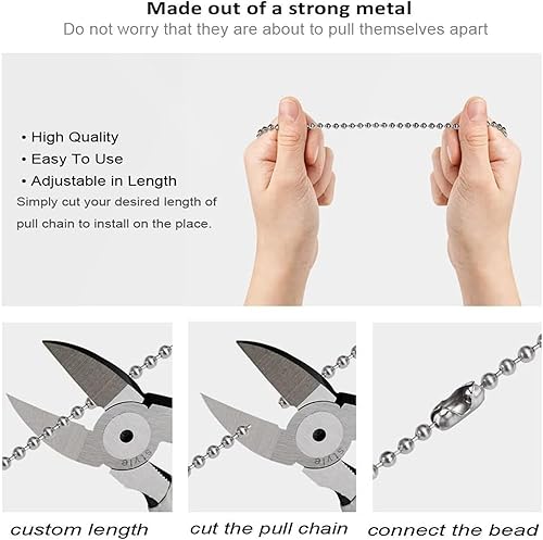 Miniatura 6 de Cadena de tracción para ventilador de techo, cables de ventilador de techo con 2 cadenas de extensión de bola de cuentas de 12 pulgadas para luces