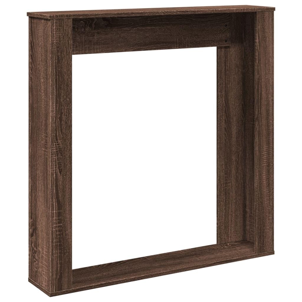 Rantry Arredo Cornice per Camino Rovere Marrone 100x20x100 cm in Truciolato, Mobilia Cornice Camino, Camino da Pavimento con Cornice e Bruciatore, Accessori Camino, Cornice Legno