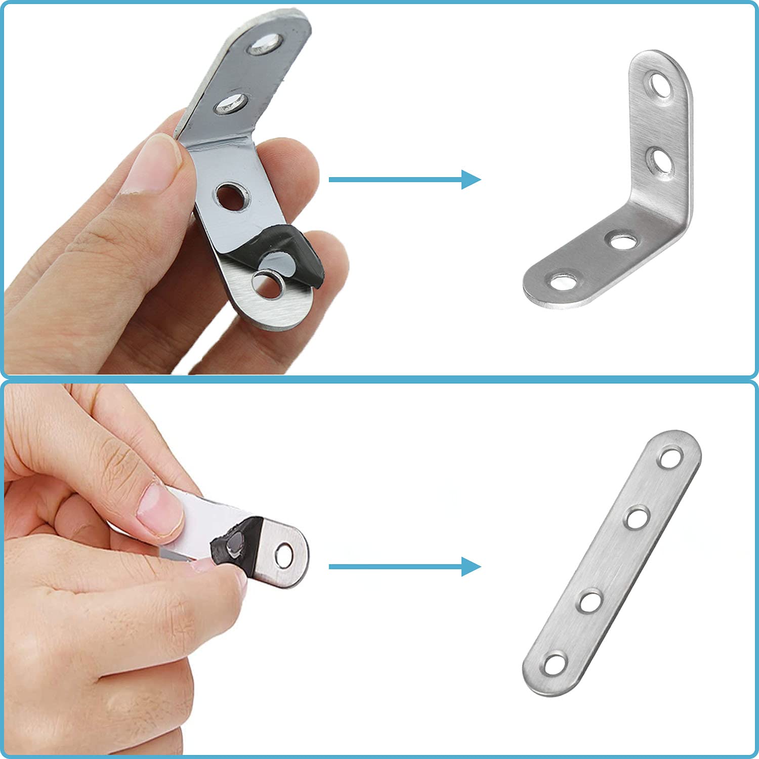 Staffe Angolari In Acciaio Inox - 30 Pezzi Con Viti - Per Mobili, Scaffali, Armadi - 3 Misure Diverse - Foto 4