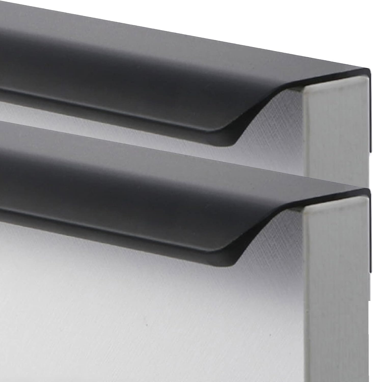 SBZIOJHDR Door Handle, Aluminum Alloy Finger Edge Pull DrawerHandles Wardrobe Knobs Black 2 Pieces(Hole Distance 128mm)