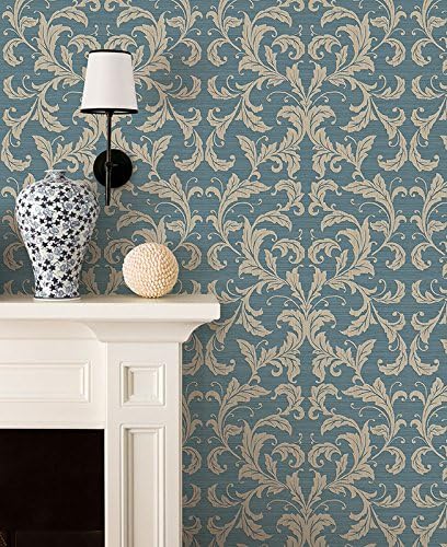 Galerie G34111 Nordic Elements Leaf Damask Wallpaper, Blue, 10m x 53cm, Full roll (10M x 53 cm) - Image 3