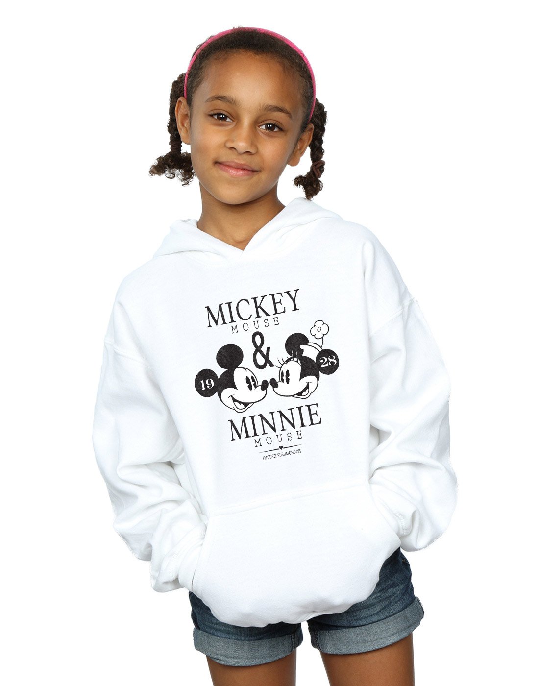 Disney Girls Mickey And Minnie Mouse Mousecrush Mondays Hoodie White 9-11 Years