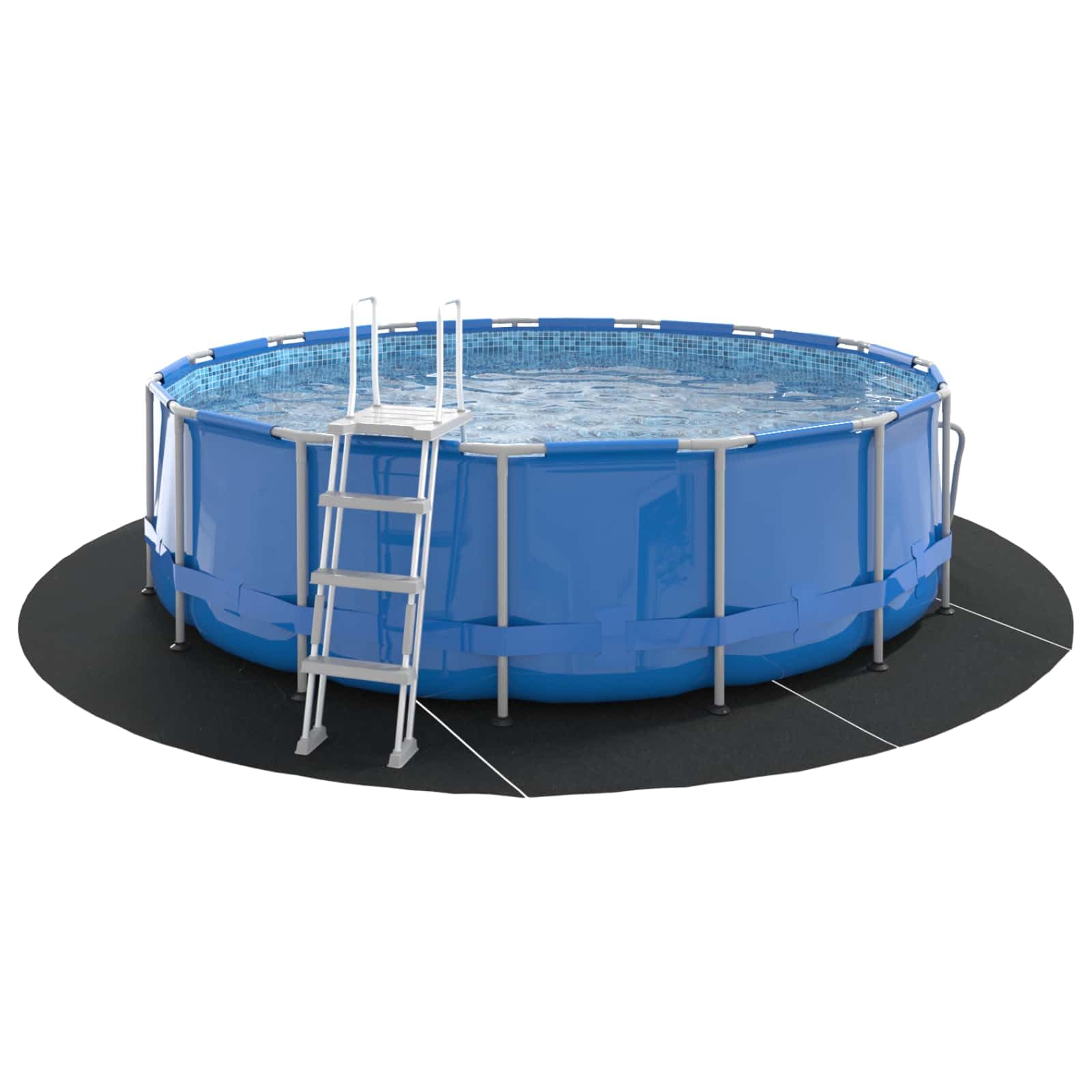 Tapis de Piscine Rond Noir en Tissu Non tissé 458 cm de diamètre, Couverture Piscine Pliable pour Protection hivernage, antipoussière, Isolation Thermique Jardin terrasse