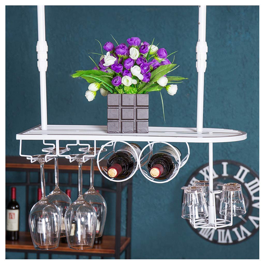 Casier à vin mural en métal de 80 cm avec support de verres pour bar et maison