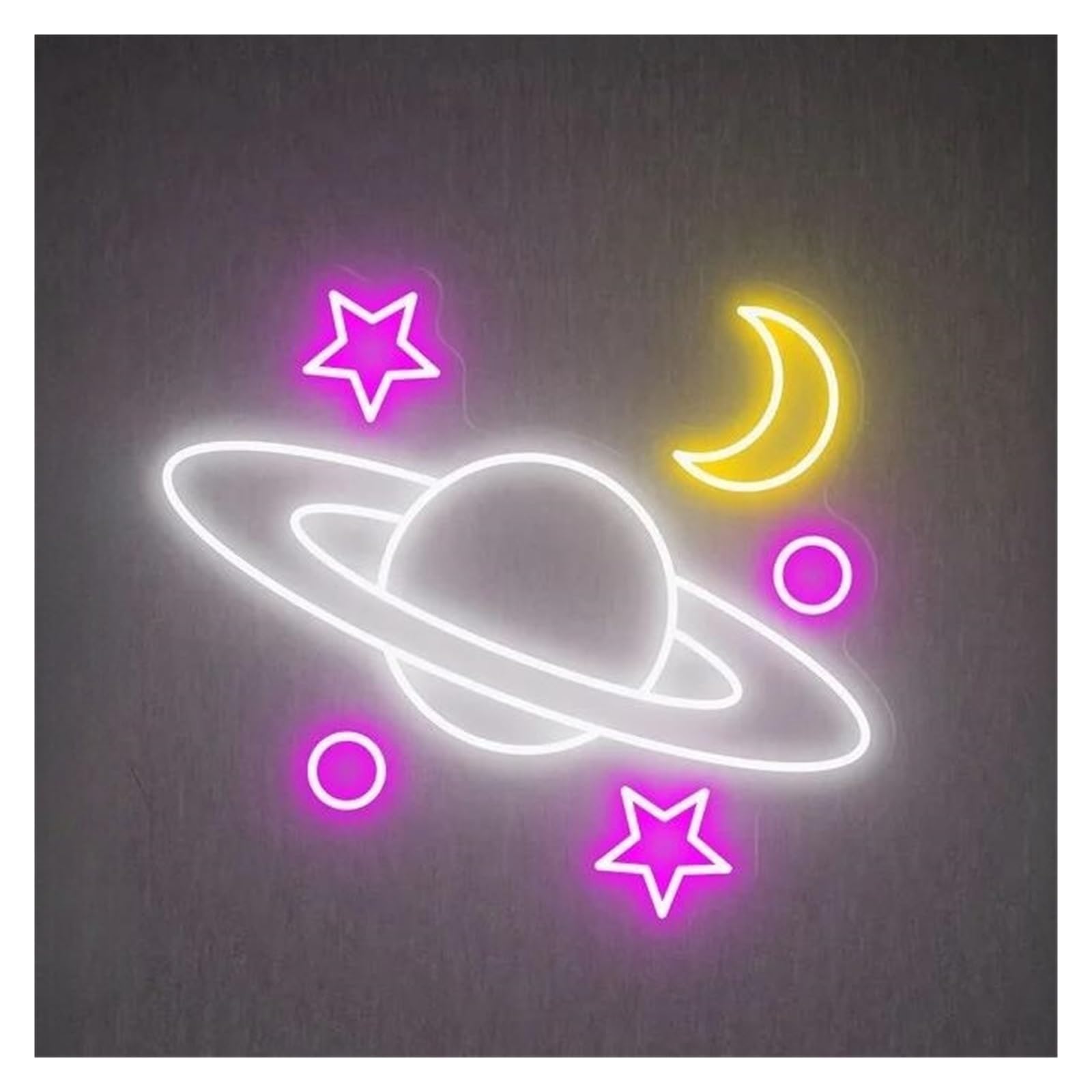 Lemst B Signs Lamp Space Galaxy Neon Sign Moon Star Light Us Powered For Ar Clu Game Room Kids Edroom Irthday Wall Art Hanging Decor 40Cmx32cm(B)