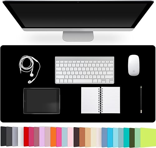 Miniatura 1 de Protector de cuero para escritorio, antideslizante, de piel sintética, grande, fácil de limpiar, para oficina, trabajo, hogar, decoración (negro,