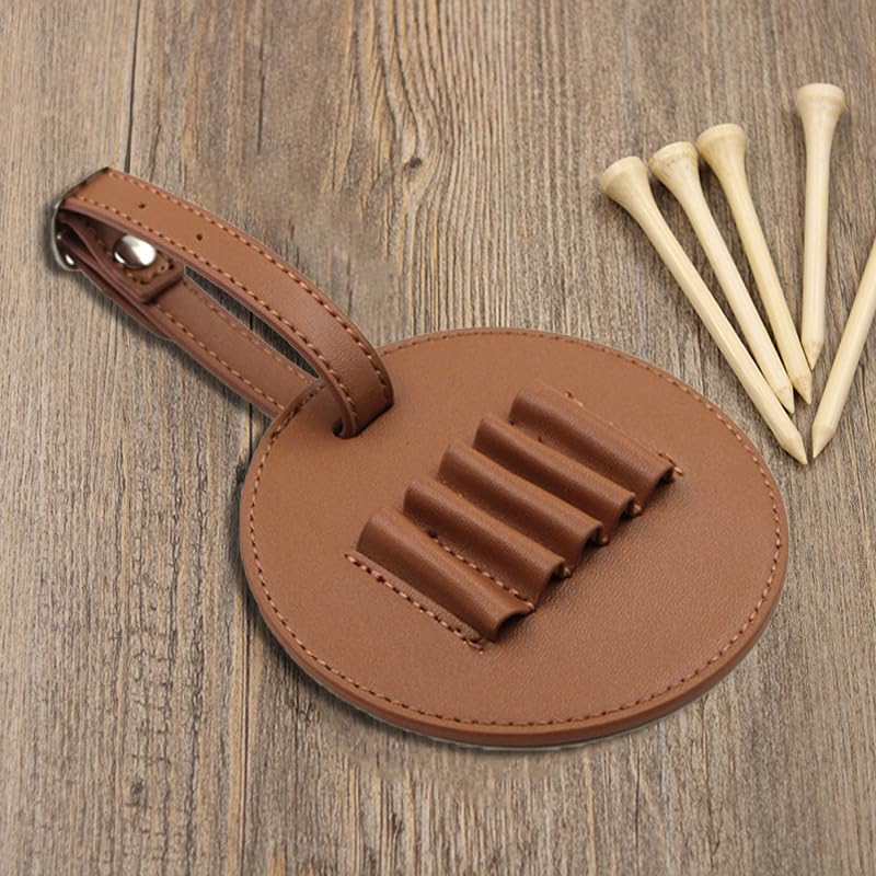 Artificial Golf Spike Holder, Golf Tee Holder Accessories Storage with 5 Tees - Brown