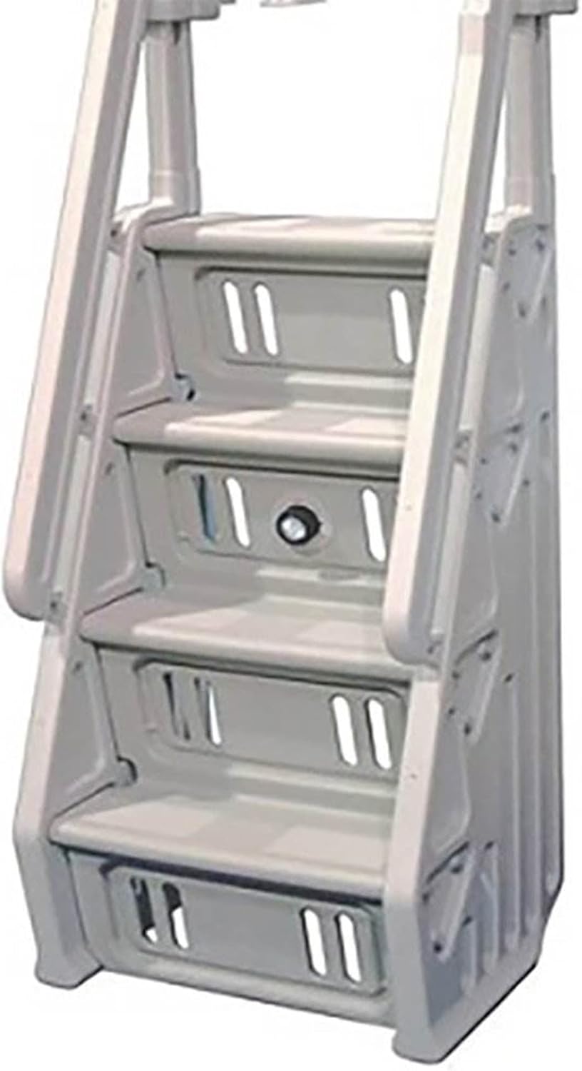 Vinyl Works in Step Durable Above Ground Swimming Pool Ladder for 46 to 60 Inch Pools with Protective Mat for Pool Floor Protection