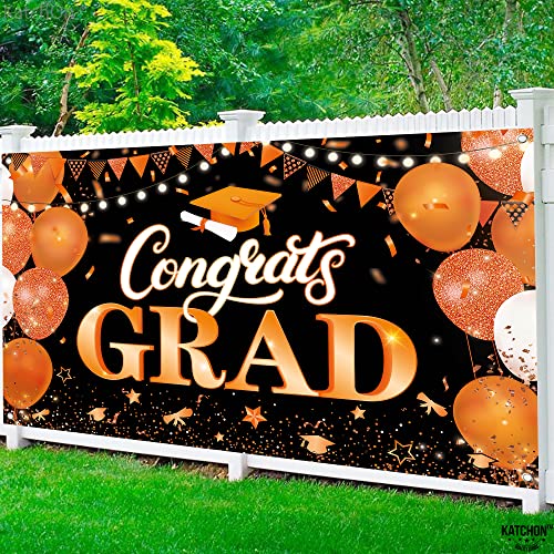 Image of KatchOn, XtraLarge Congrats Grad Banner - 72x44 Inch, Congratulations Banner | Graduation Backdrop Class of 2026, Orange and Black Graduation Decorations 2026 for Grad Party Decorations