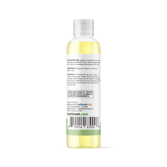 Nutricost Essentials Organic Cold Pressed Castor Oil (8 oz)