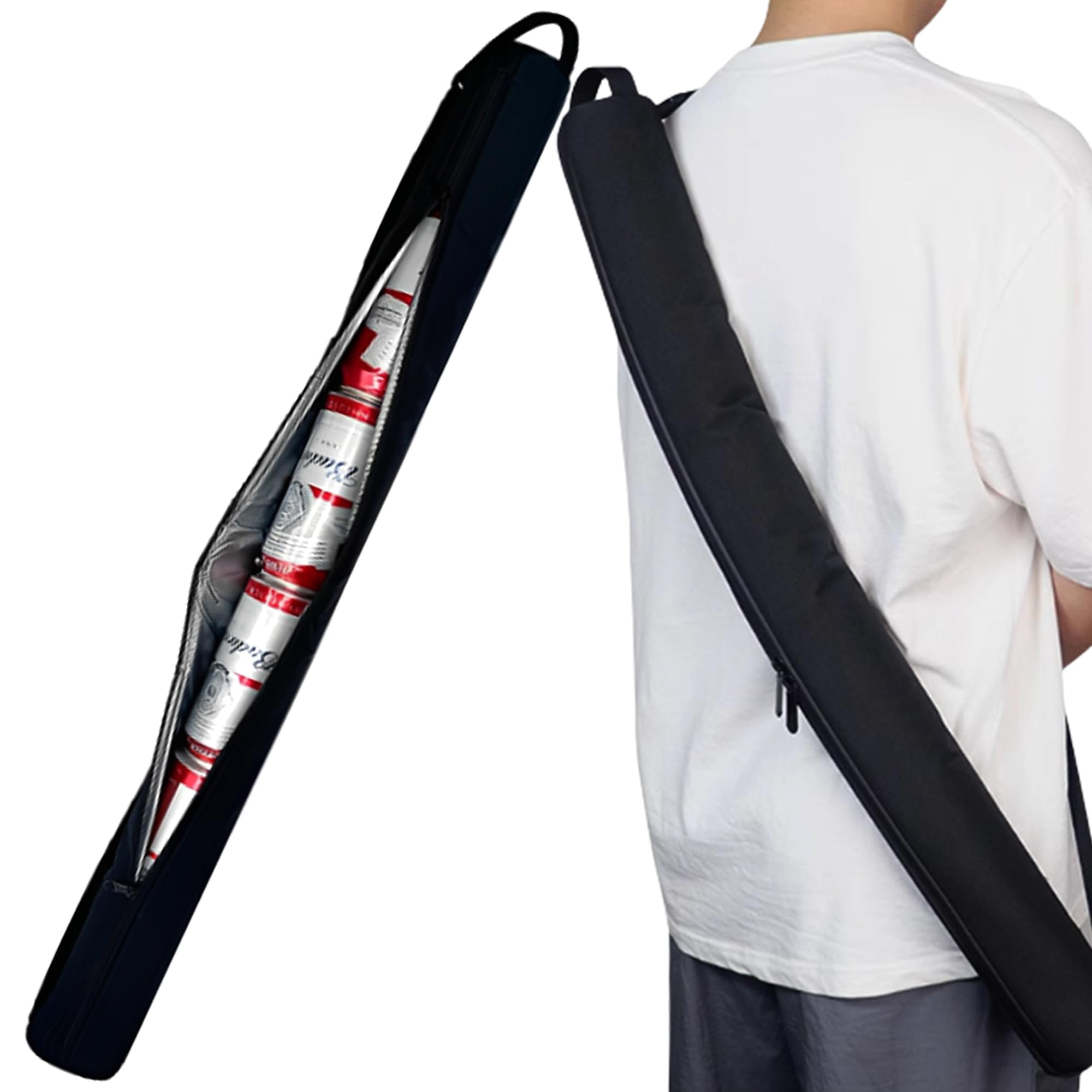 SYXLS Golf Beer Cooler Sleeve Bag, Insulated Beverages Cooler Tube With Adjustable Shoulder Strap, Pencil Golf Bag, Outdoor Sports & Camping, 7Can Leakproof Cooler Bag, Golf Accessories For Men(Black)