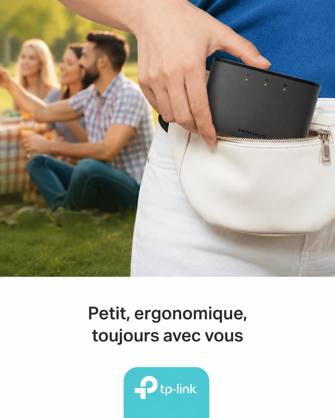 TP-Link Mercusys MT110 V2 Routeur WiFi 6 Portable 4G LTE, Cat4 150 Mbit/s, AX300 Double Bande, Batterie 2400 mAh, Hotspot Mobile jusqu'à 10 Appareils, Carte SIM, Voyage & Télétravail