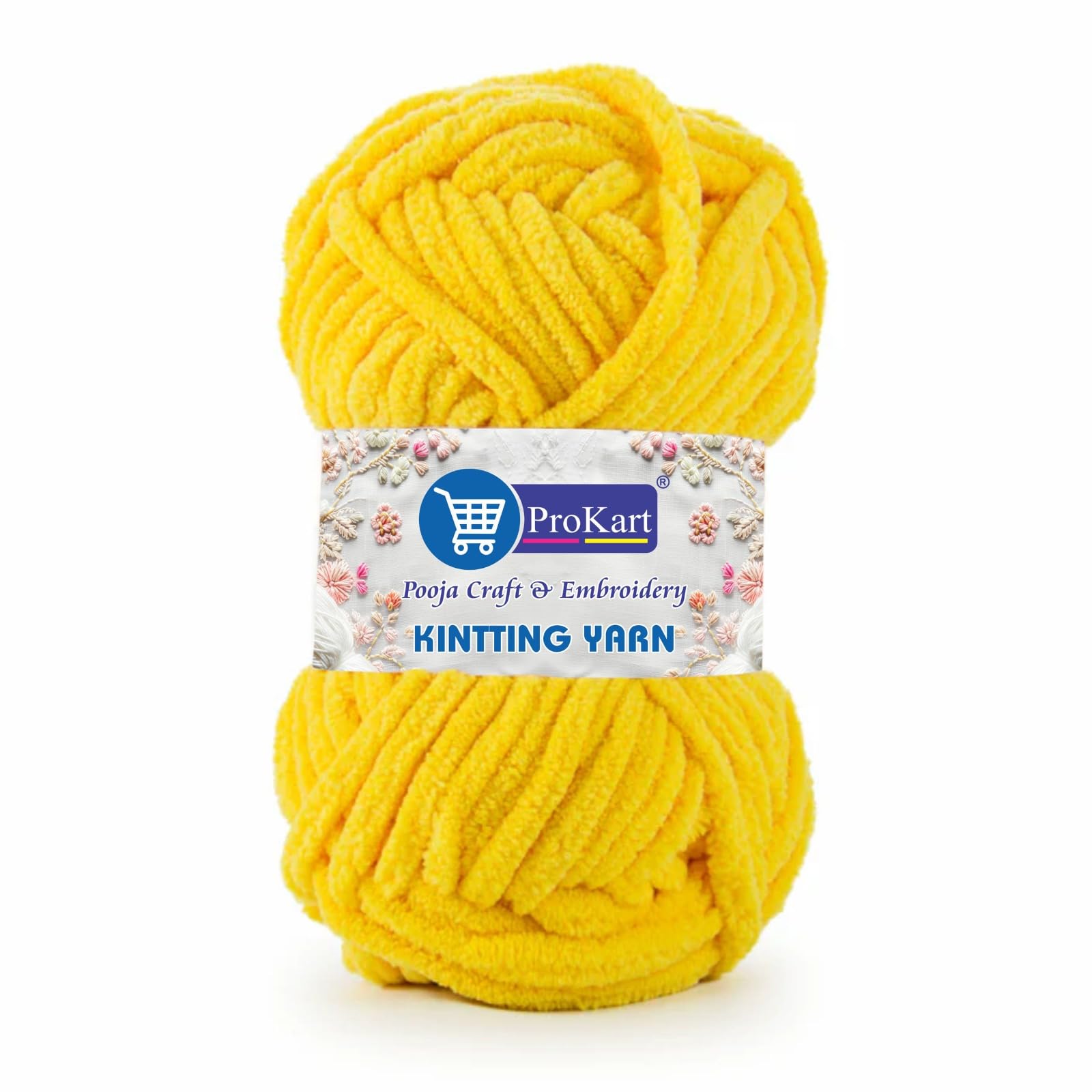 ProKart Premium Blankie Wool, Plush & Cuddly, Chenille Yarn Supersoft Hand Knitting Wool Ball | Blanket Thick/Mottu Yarn Ball Suitable for Hand Knitting and Crocheting for Baby, Adult, Sweaters, caps, Throws, Home Furnishing, Scarves, Blankets (Yellow, 100gms x 1 Pack)