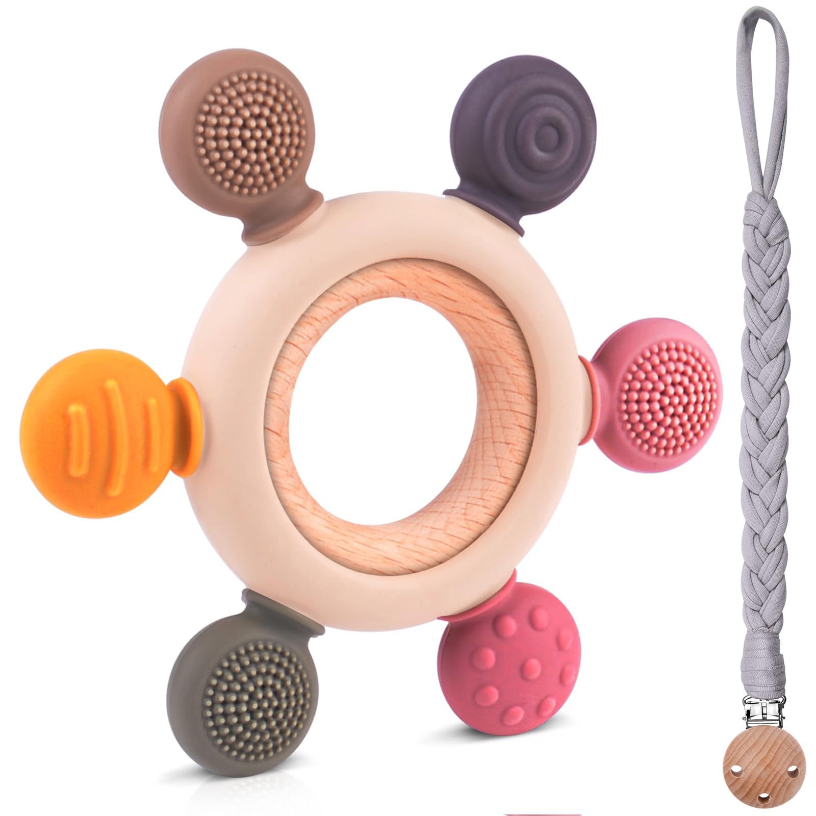 Vicloon Teething Toys, Sensory Chew Toys, BPA Free Silicone Teether Chew Toy, Easy to Hold and Clean Up