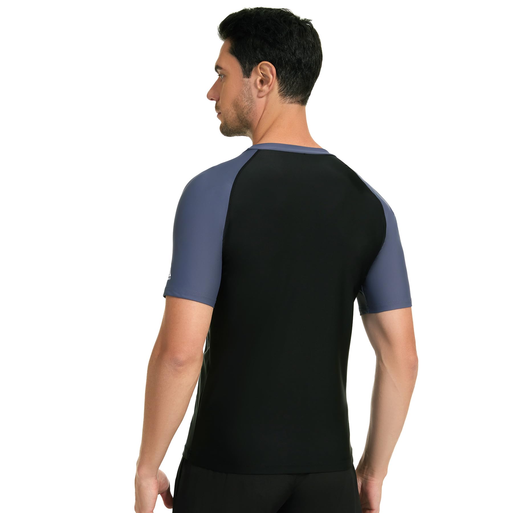 AMZSPORT Camiseta Rash Guard para Hombres, Protección UV UPF 50+, Camiseta de Manga Corta, Chaleco de Protección Solar de Secado Rápido para Natación, Surf, Pesca, Correr