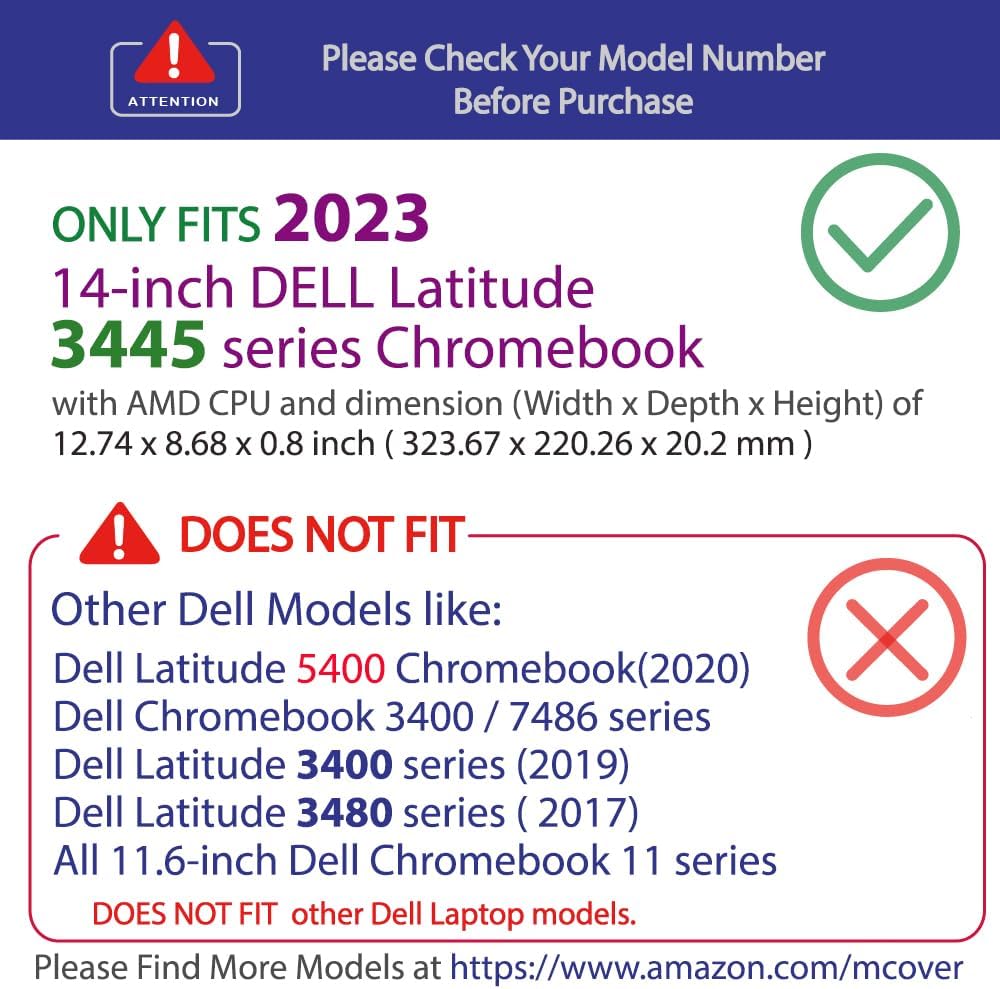 mCover Hard Case ONLY Compatible for 2023 14" Dell Latitude 3445 Chromebook （with AMD CPU and 180-degree Hinge Laptop Computer (NOT Fitting Any Other Dell Models) - Green
